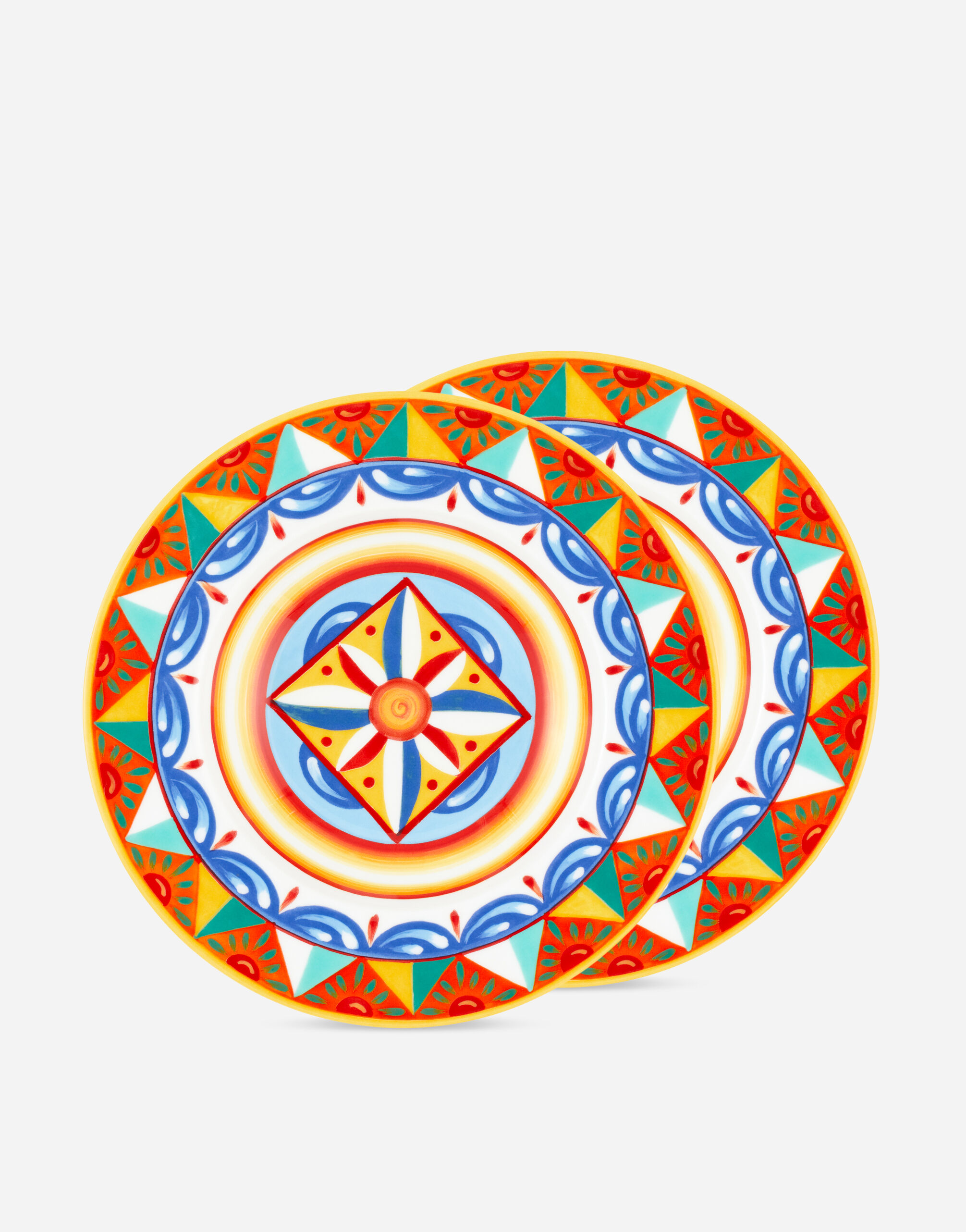 Set 2 Soup Plates in Fine Porcelain in Multicolor Dolce Gabbana US