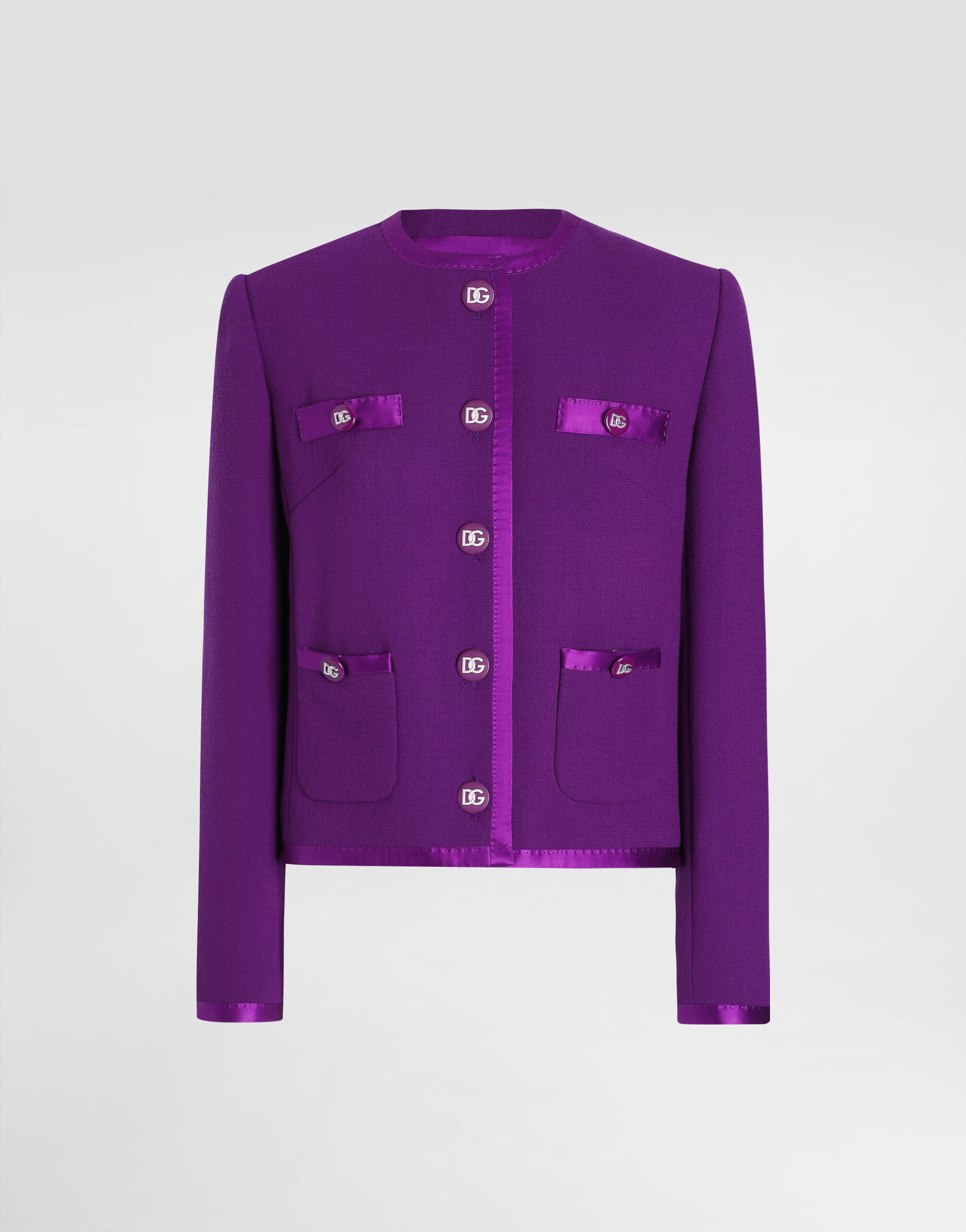 Short single breasted wool crepe jacket