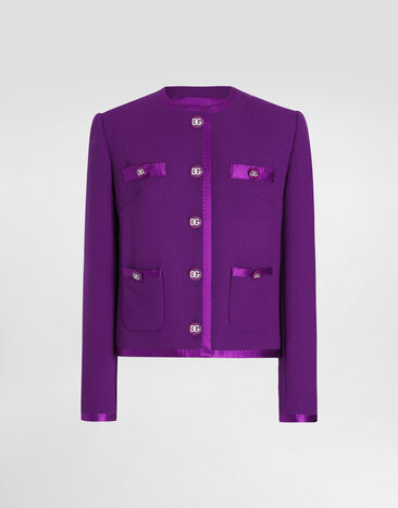 Dolce & Gabbana Short single-breasted wool crepe jacket Purple F27DETFU2TZ