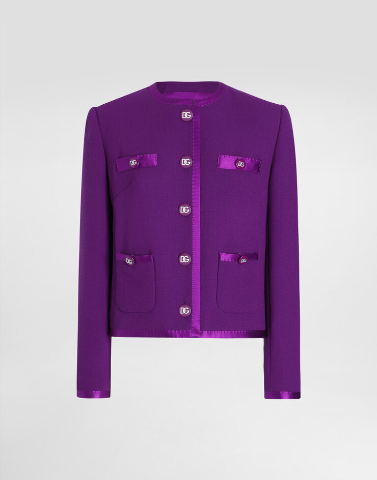 Dolce & Gabbana Einreihige Kurzjacke aus Wollkrepp Violett F27DETFU2TZ