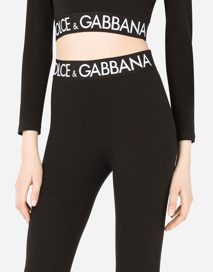 Dolce & Gabbana Leggings in jersey con elastico logato Nero FTB5TTFUEEY