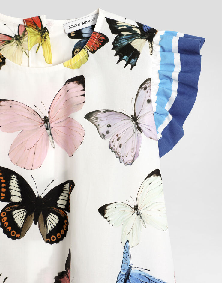 Dolce & Gabbana Poplin dress with butterfly print Print L53DW2FI5KS