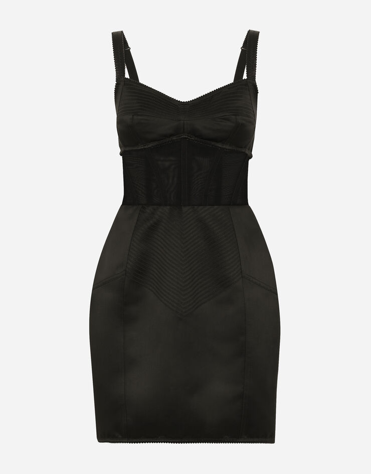 Dolce & Gabbana Short satin corset dress Black F6AUQTFUAB1