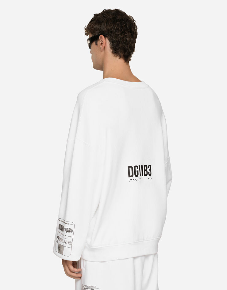 Dolce & Gabbana Sweat-shirt en jersey à imprimé DGVIB3 et logo Blanc G9AQVTG7K3H