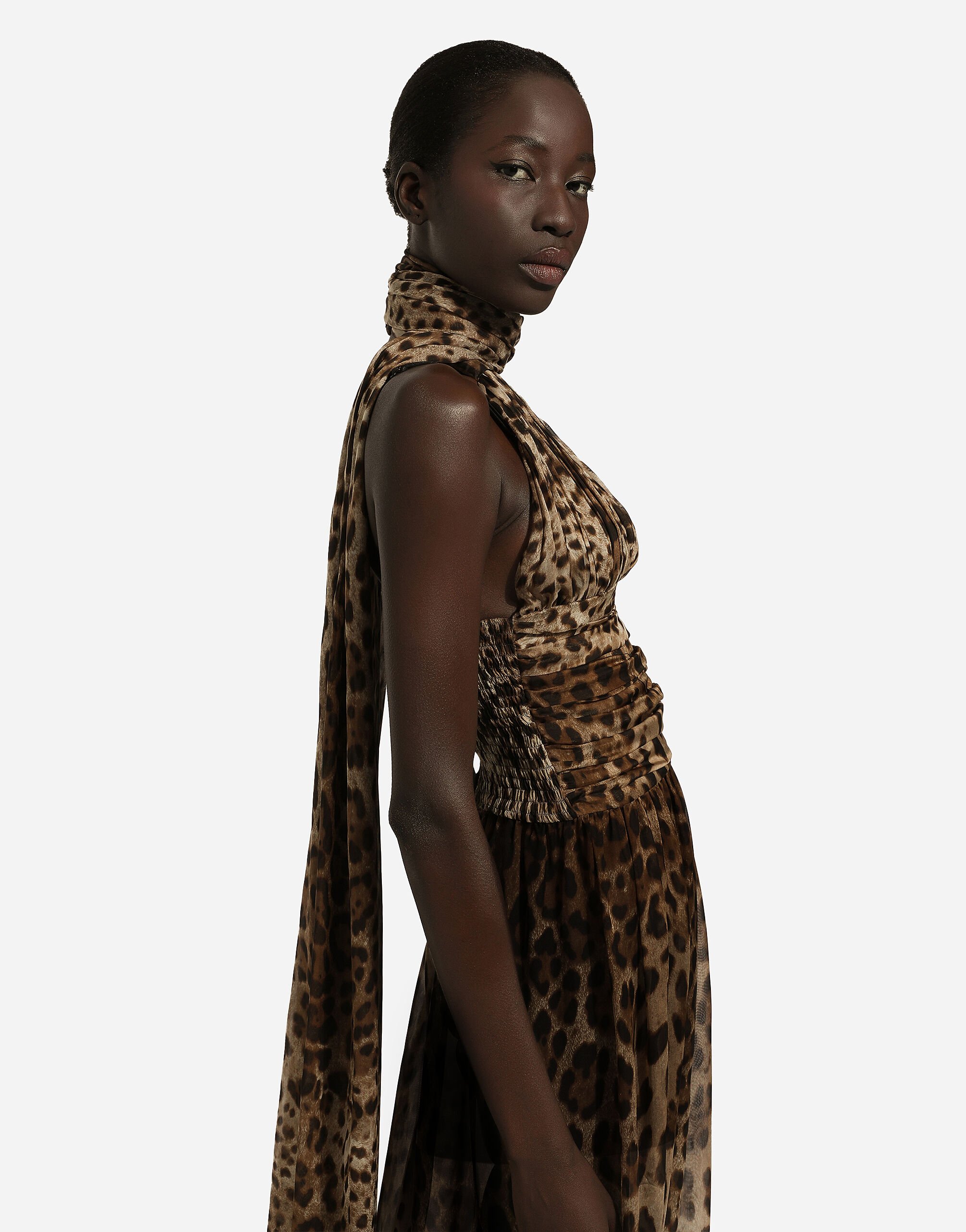 Leopard print chiffon dress clearance