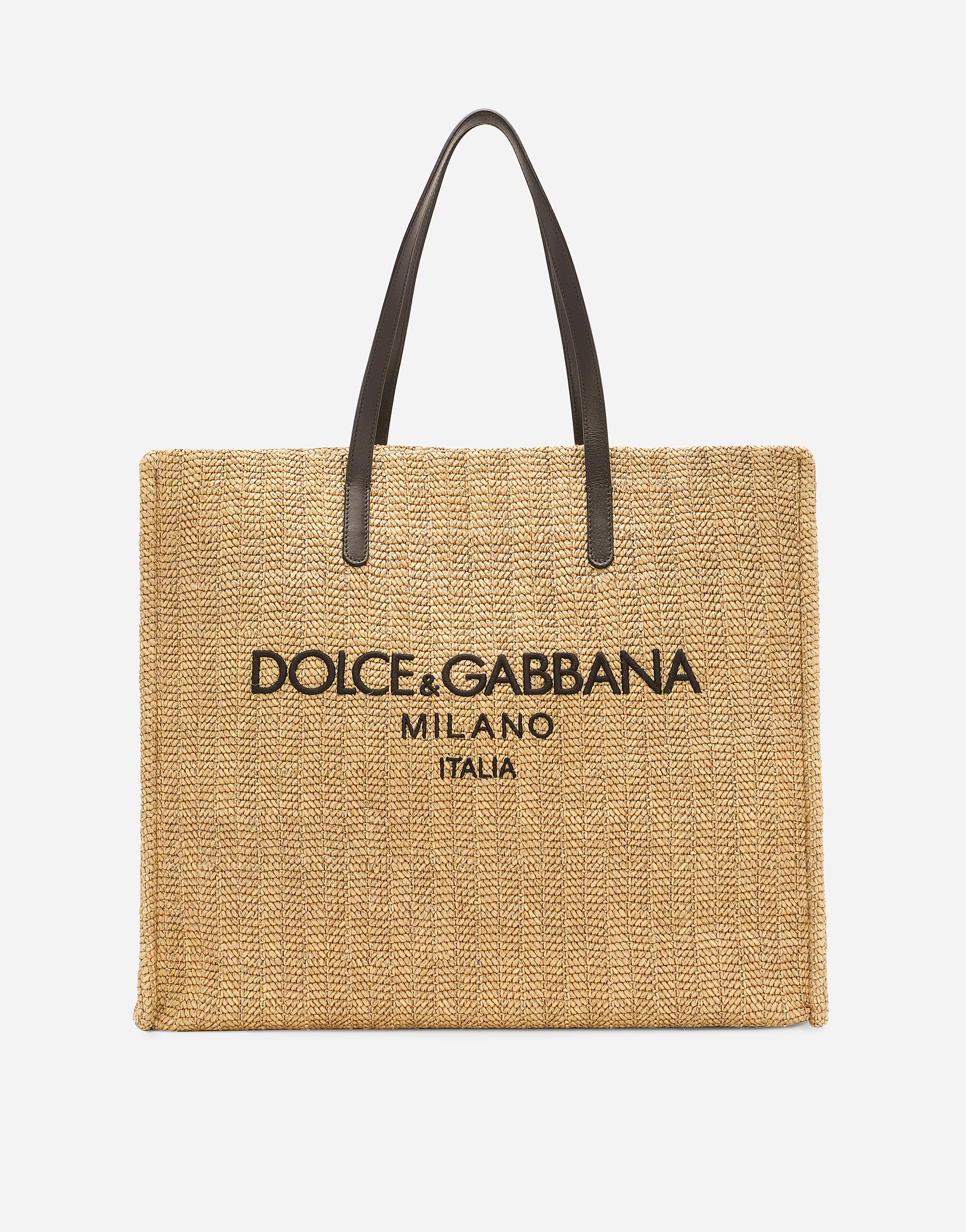 Dolce & Gabbana حقيبة تسوق كبيرة من قش منسوج بيج BM3025AN232