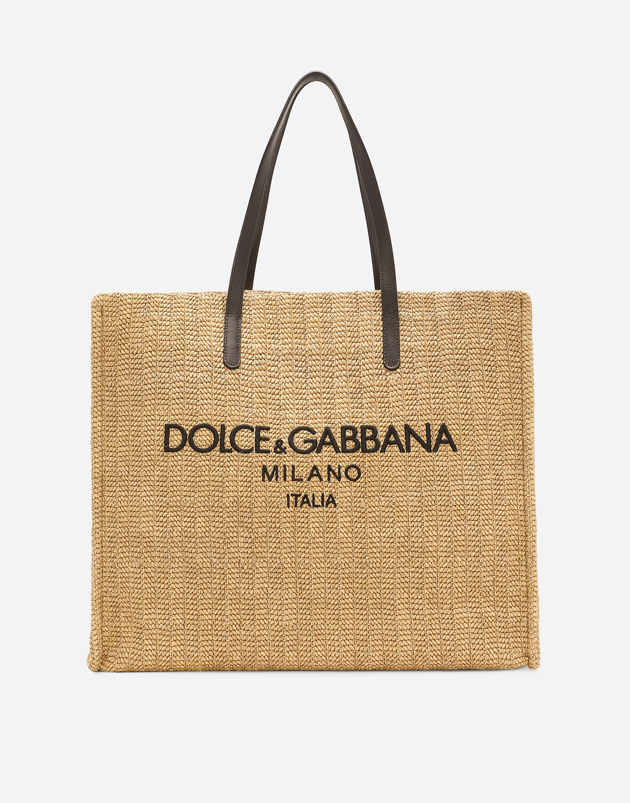 Shopping grande in paglia intrecciata in Beige da Uomo Dolce Gabbana