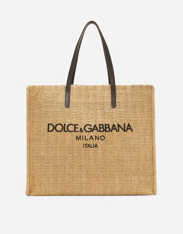Dolce & Gabbana حقيبة تسوق كبيرة من قش منسوج مطبعة BM2274AO667