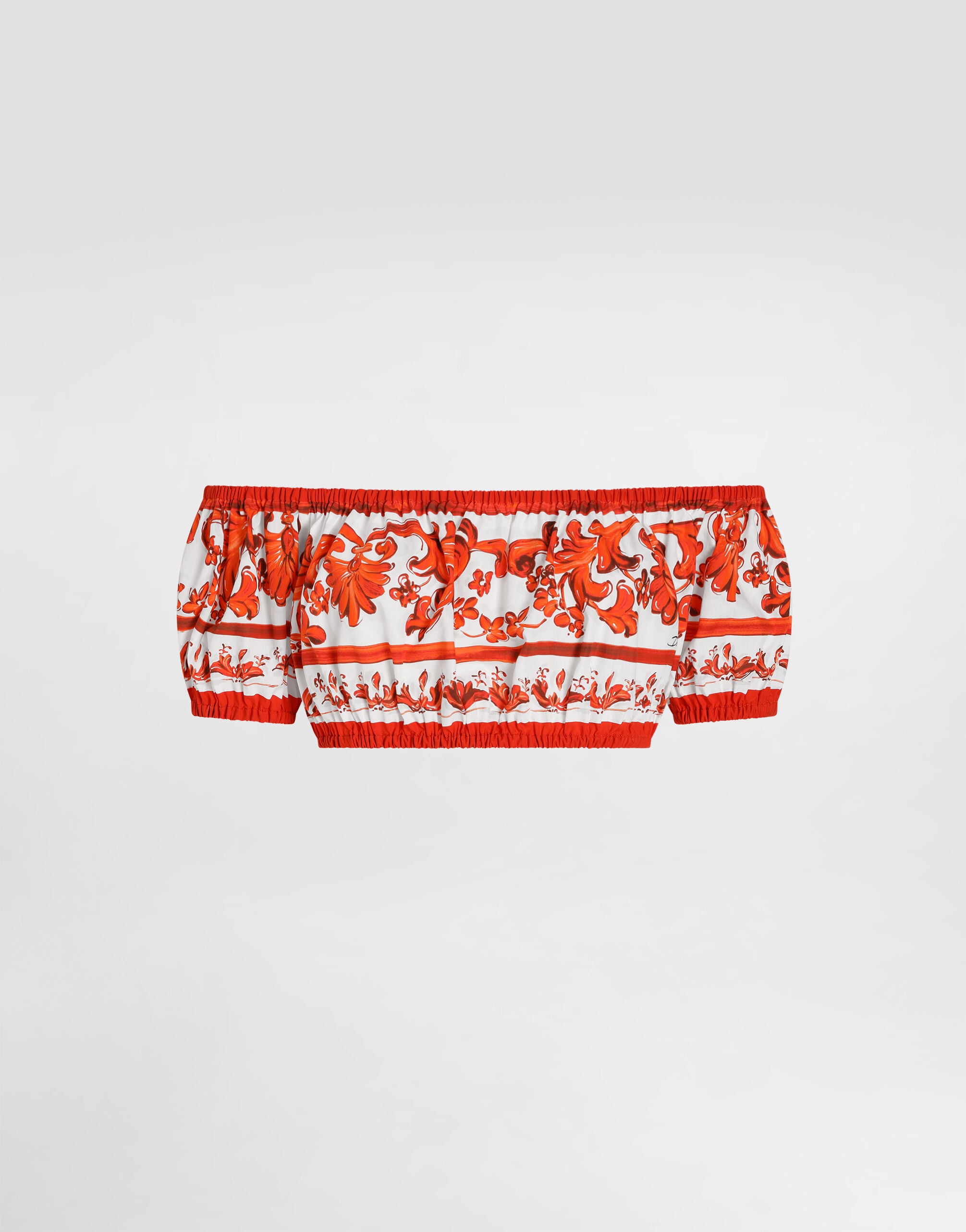 Majolica-print poplin top in Multicolor for Women | Dolce&Gabbana® US
