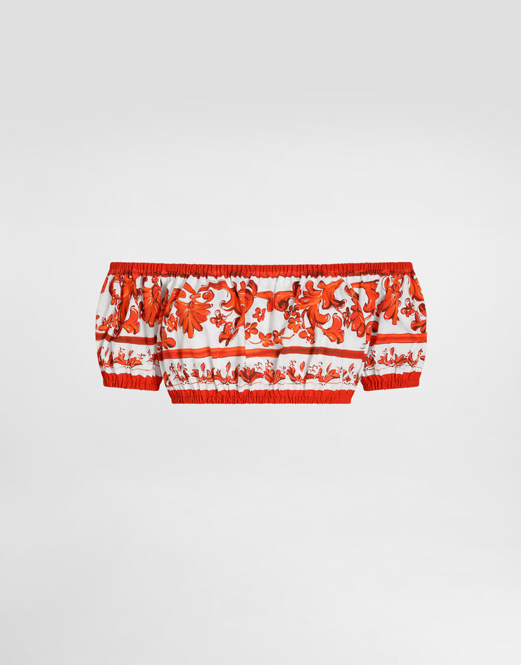 Dolce & Gabbana Majolica-print poplin top Multicolor F755RTGDDRL