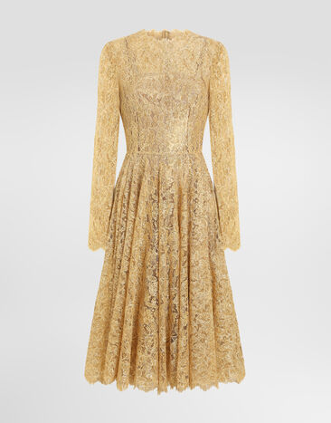 Dolce & Gabbana Lamé lace dress Gold F6TJOTILMFJ