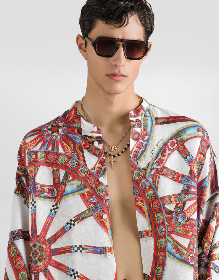 Dolce & Gabbana Carretto-print linen shirt Multicolor G5OS1TFS4H2