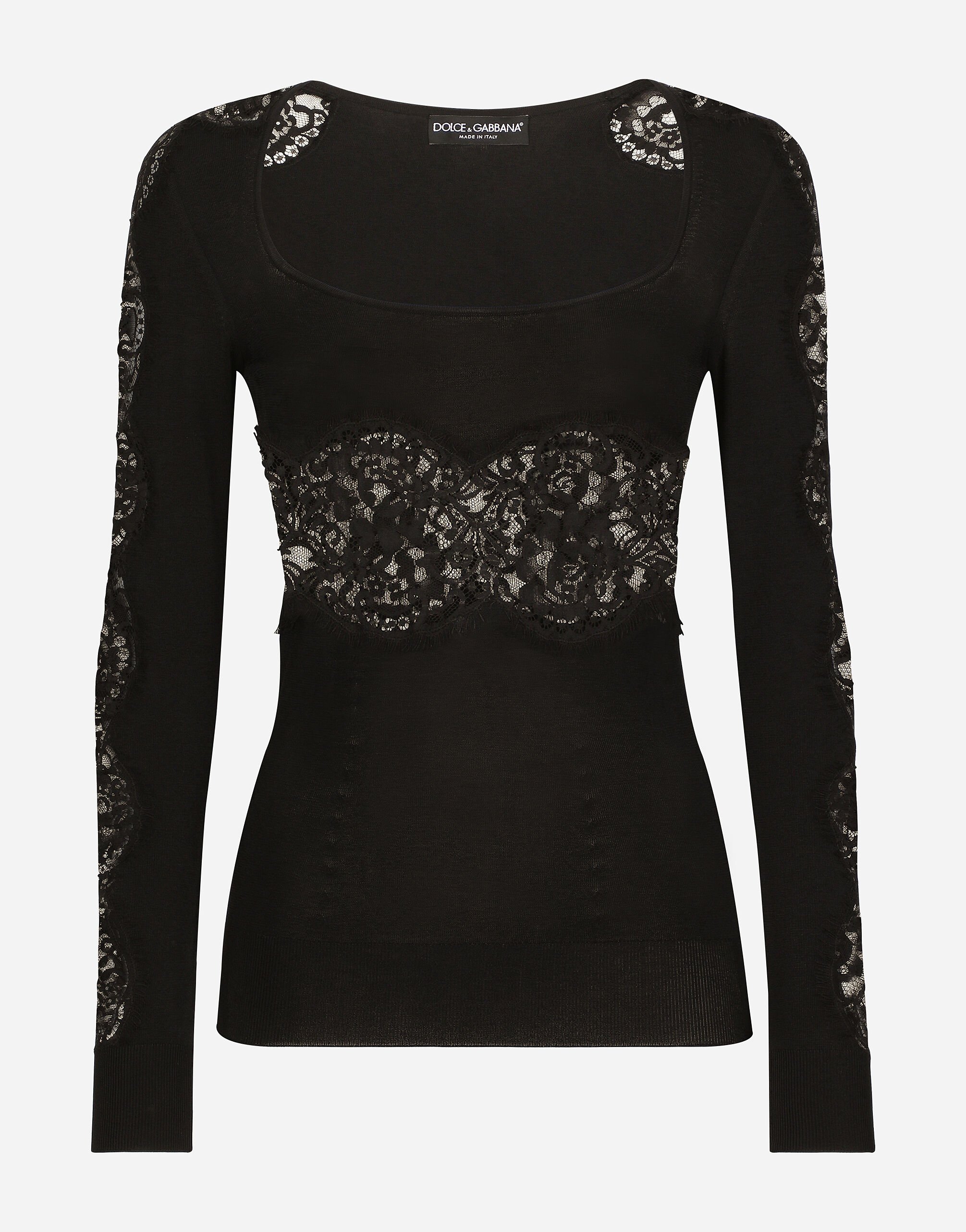Dolce & Gabbana Viscose sweater with lace inserts Black FXV15ZJFMBC
