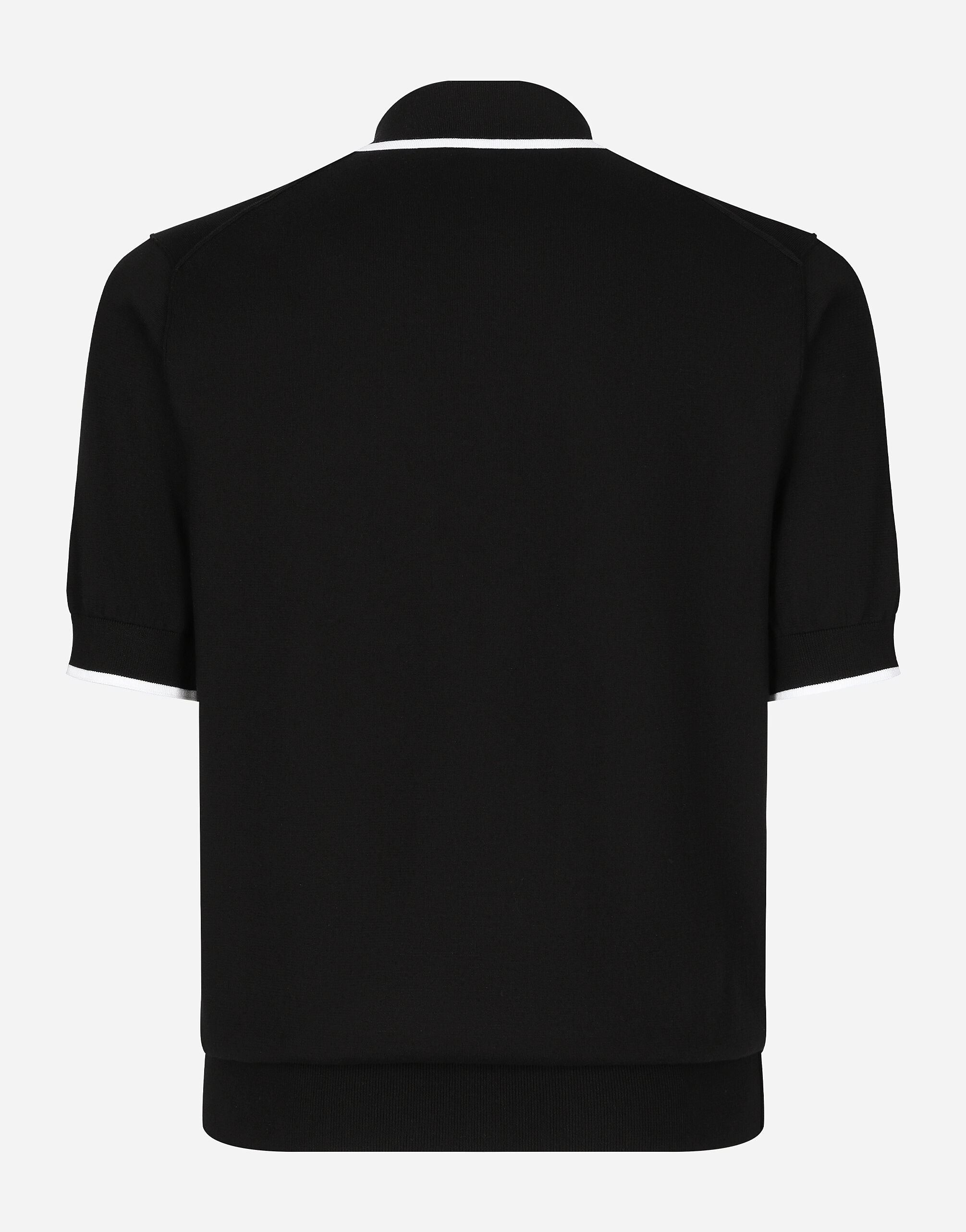 Cotton polo shirt with DG logo embroidery in Black for Men Dolce Gabbana