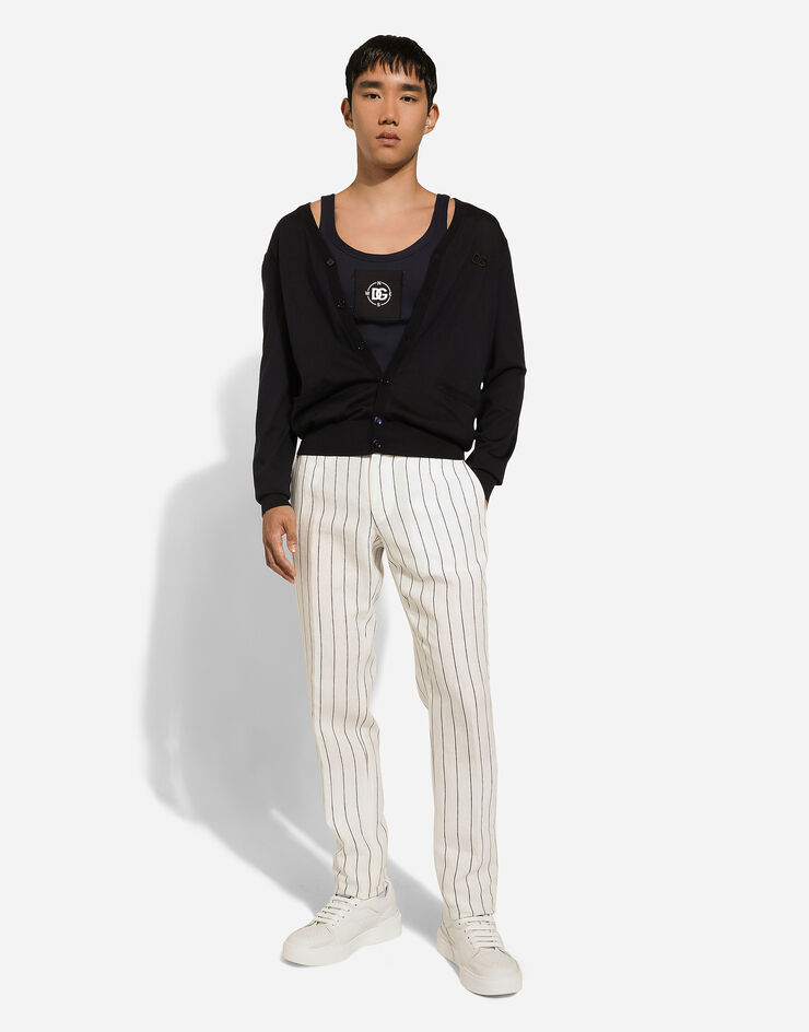 Dolce & Gabbana カーディガン シルク DGロゴパッチ ブルー GXV01ZJBSHB