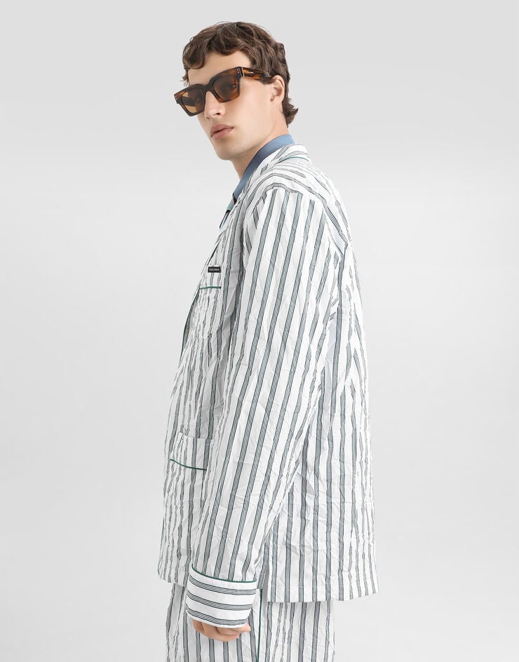 Dolce & Gabbana Crinkled striped poplin vanity robe Multicolor G2WK2TFRMD9