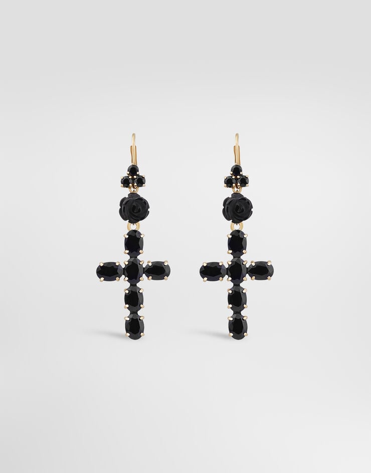 Dolce & Gabbana Pendientes Sicily en oro amarillo de 18 quilates y zafiros negros Dolce & Gabbana Pendientes Sicily en oro amarillo de 18 quilates y zafiros negros Dorado/Negro WEDC1GW0001