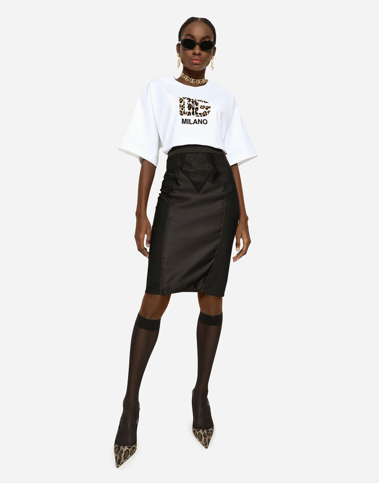 Dolce&Gabbana ミディスカート サテン＆パワーネット ブラック F4BKDTGDM43