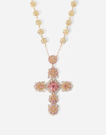 Dolce & Gabbana Lace necklace in 18-karat yellow gold and pink tourmalines Gold WAFH1GWTOP1