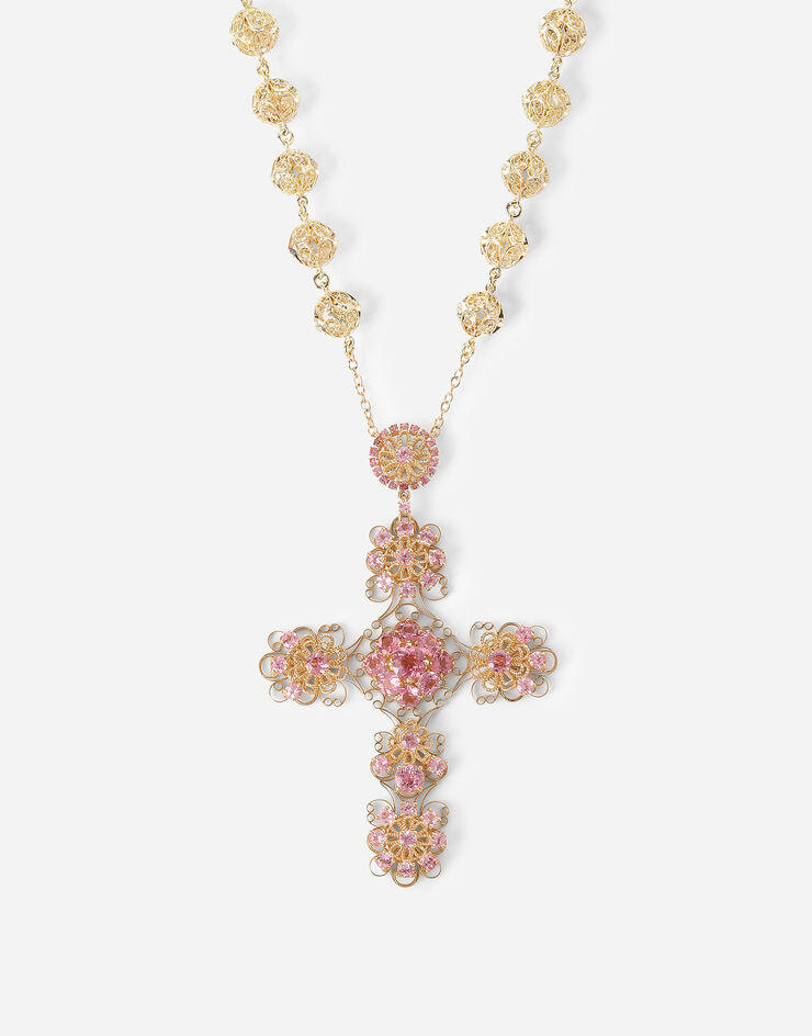Dolce & Gabbana Pizzo necklace in yellow 18kt gold with pink tourmalines Gold WAFH1GWTOP1