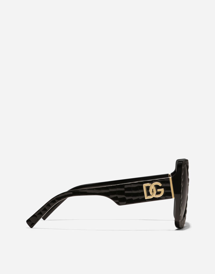 Dolce & Gabbana DG Crossed Sunglasses Black texture cocco VG4513VP88G
