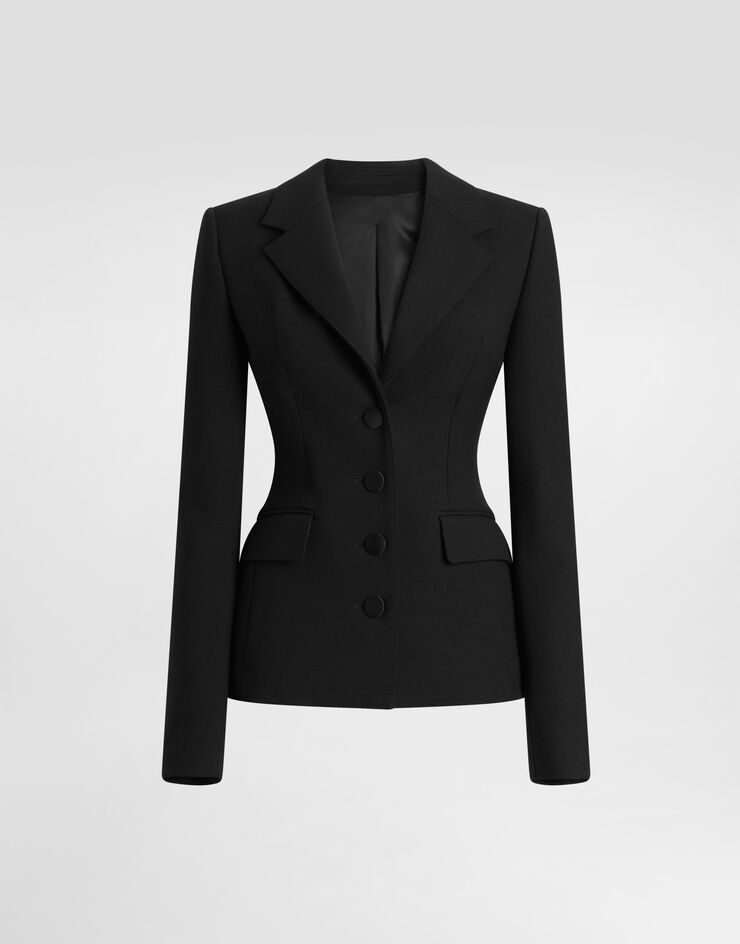 Dolce & Gabbana جاكيت من كريب صوف مزدوج أسود F27BXTFU2L8