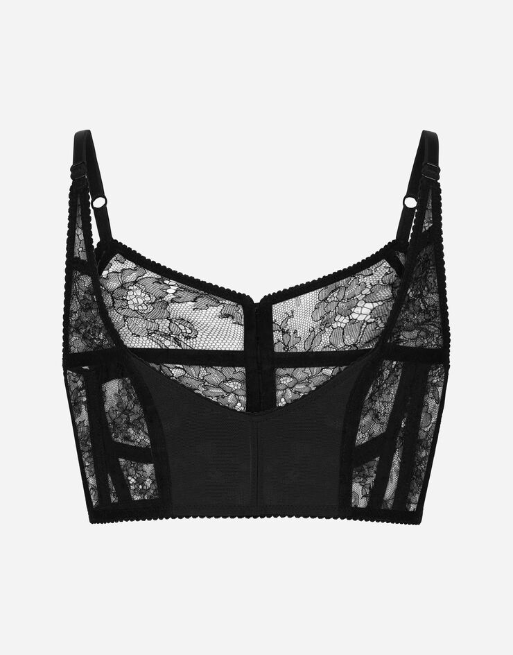 Dolce & Gabbana Dessous-Bustier aus Spitze mit Trägern Schwarz O1F10TONN77