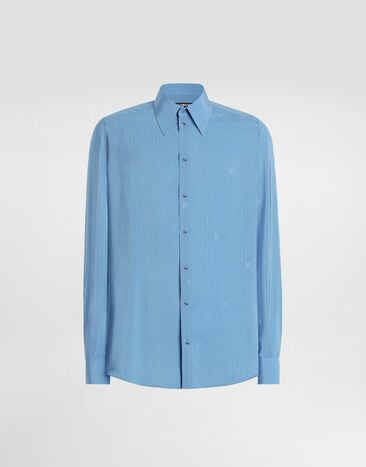 Dolce & Gabbana Gold shirt in silk jacquard Blue G5NP9TFJ1J4