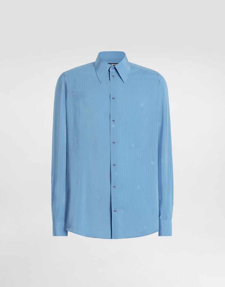 Dolce & Gabbana Gold shirt in silk jacquard Blue G5NP9TFJ1J4