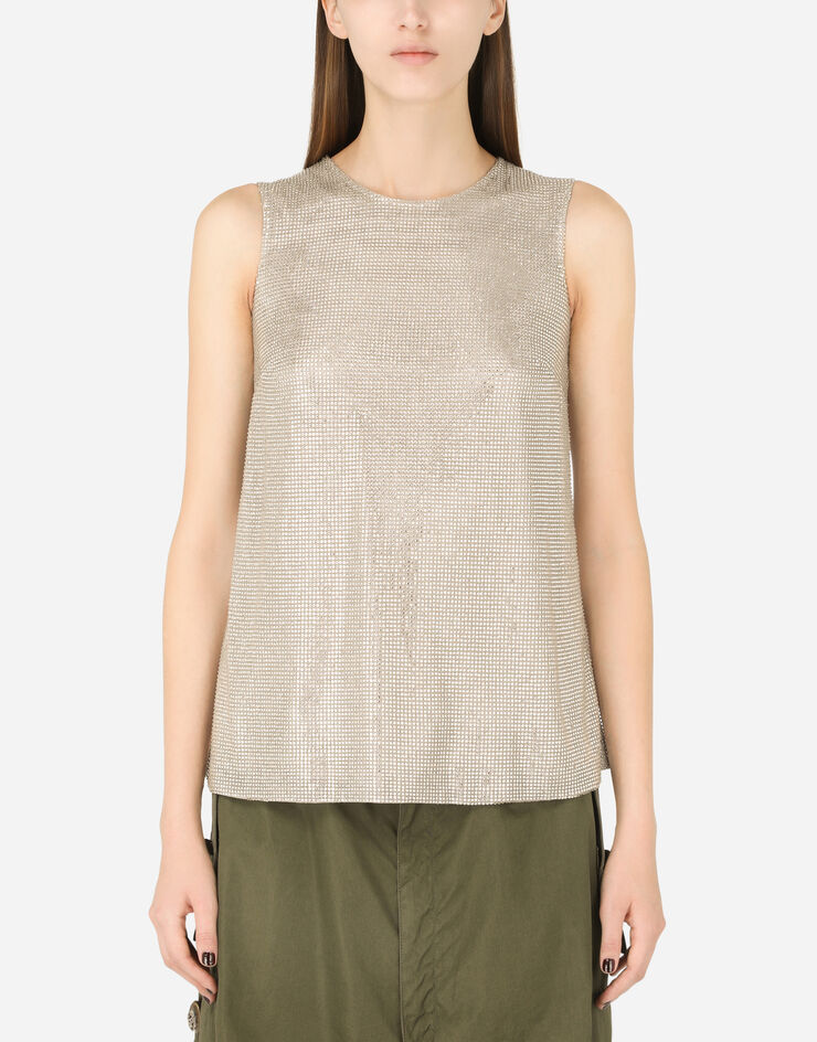Dolce & Gabbana Tank top with fusible rhinestones Crystal F71F8ZGDG96