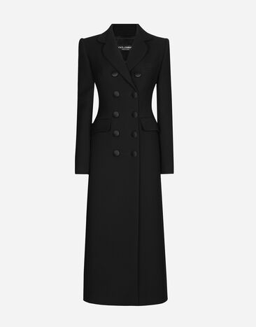 Dolce & Gabbana Single-breasted houndstooth check coat with belt Black F0W3FTHUMKN