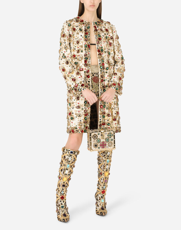 Dolce & Gabbana Jacquard coat with embroidery Multicolor F0B9AZGDAME