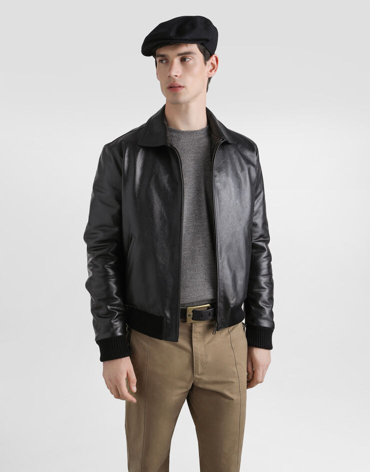 Dolce & Gabbana Smooth bullhide leather jacket Black G9BQHLGJ544