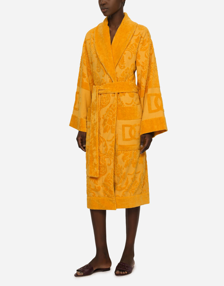 Dolce & Gabbana Bath Robe in Terry Cotton Jacquard Multicolor TCF009TCAGM