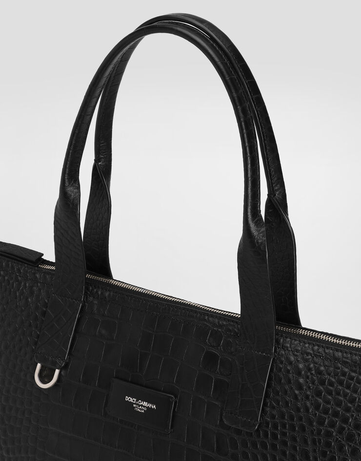 Dolce & Gabbana Medium crocodile-print calfskin shopper Black BM2375AS422