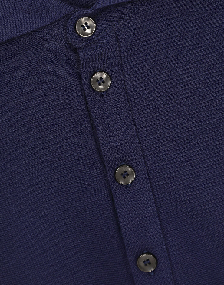 Dolce & Gabbana Poloshirt aus Baumwollpikee mit Stickerei Blau G8LZ1ZG7WUR
