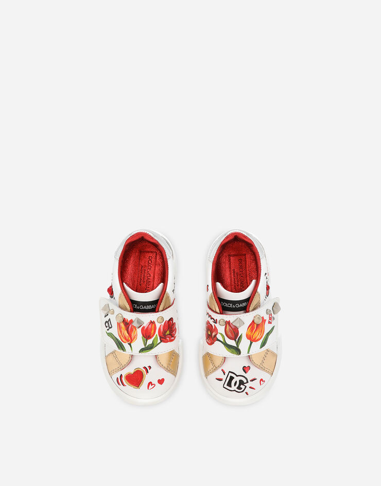 Dolce & Gabbana Zapatilla baja en piel de becerro estampada Multicolor DN0143AV686