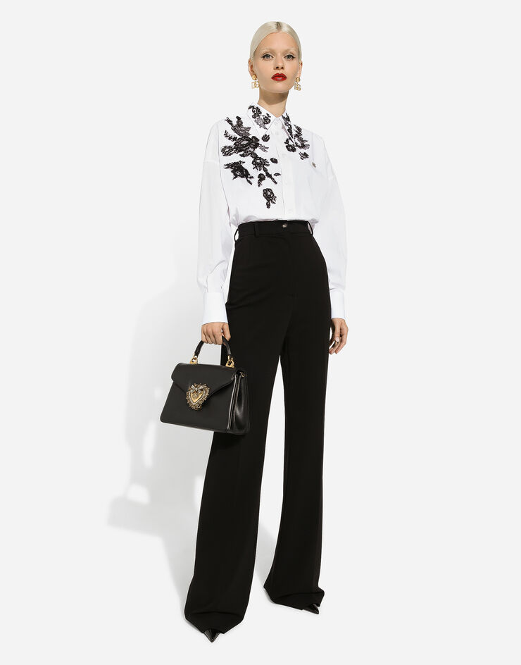 Dolce & Gabbana Oversize cotton shirt with lace appliqués White F5P62TGDB8O