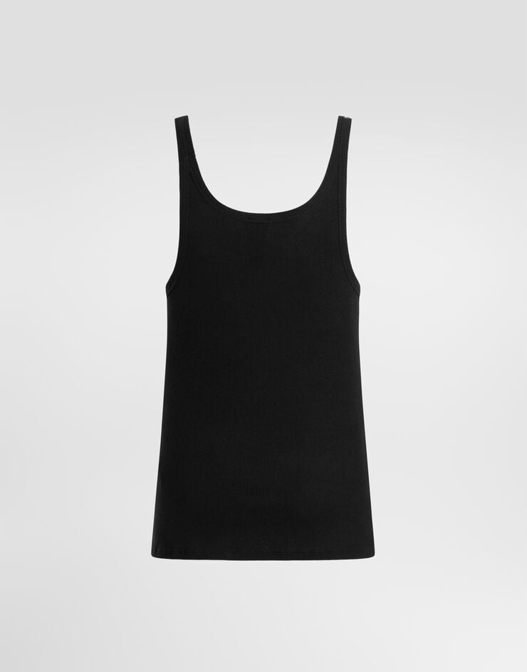 Dolce & Gabbana Fine-rib cotton singlet Black M8C19JONN96