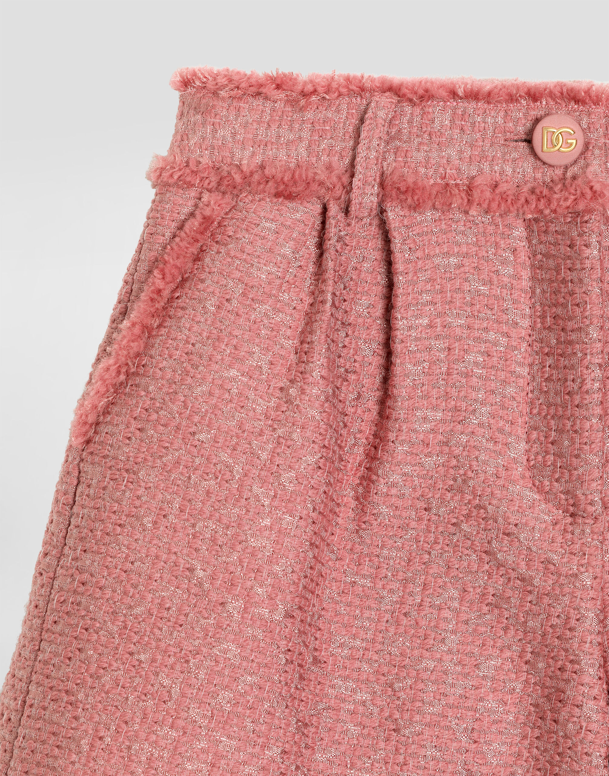 Raschel tweed shorts with logo button in Pink for Girls