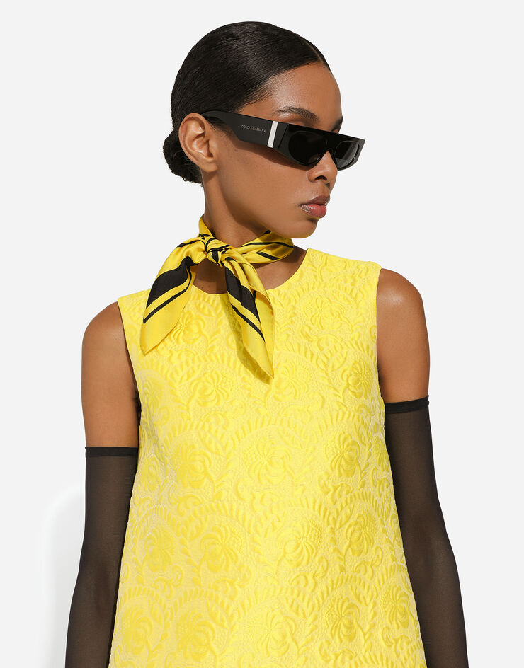 Dolce & Gabbana Short floral jacquard A-line dress Yellow F6AMRTHJMOK