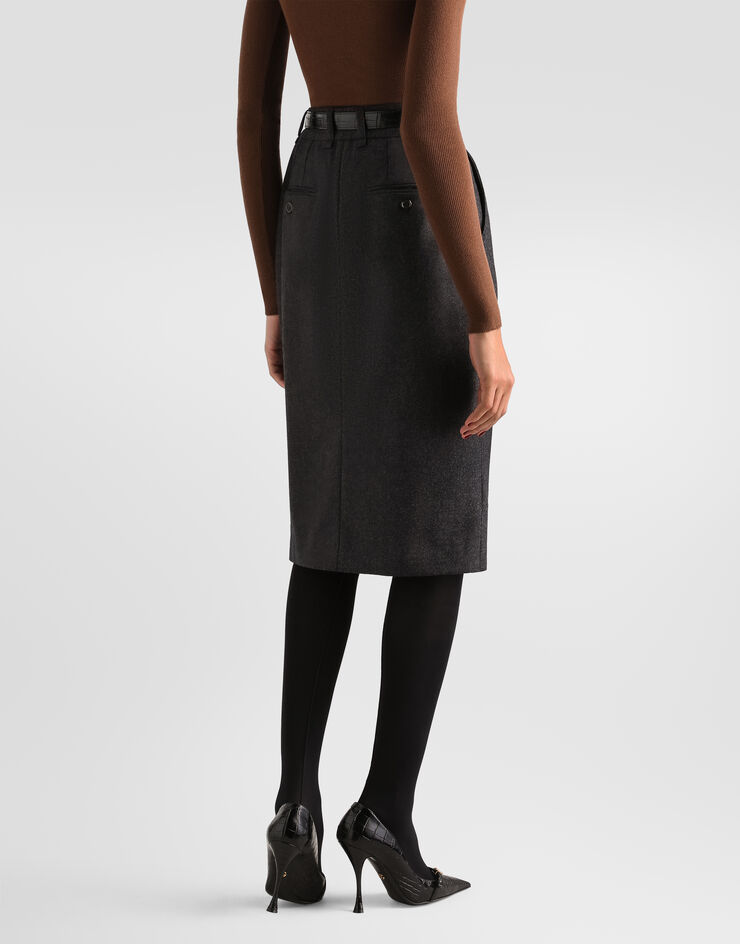 Dolce & Gabbana Wool flannel skirt Grey F4DGHTFU291