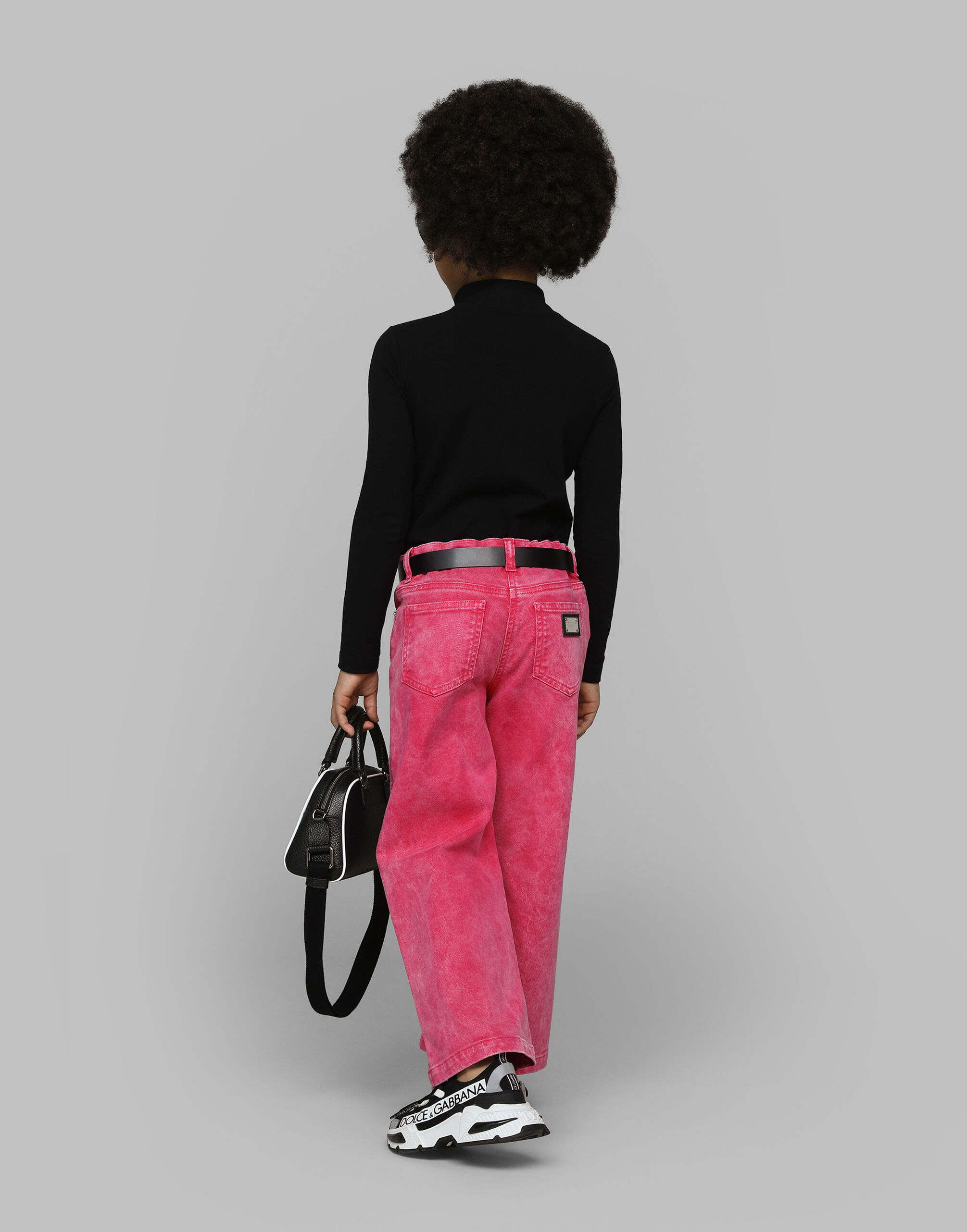 Jersey mock turtle-neck in Black for Girls | Dolce&Gabbana® US
