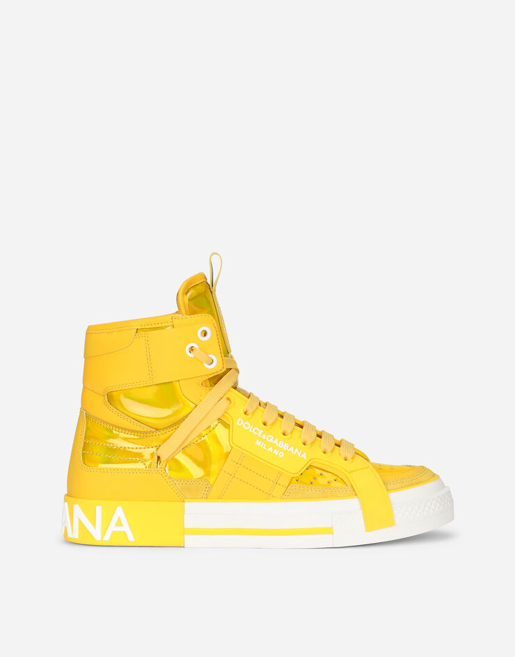 Dolce & Gabbana Custom 2.Zero high-top sneakers in mixed materials Yellow CK1870AO737