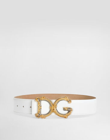 Dolce & Gabbana Cinturón de cuero con DG barroco Blanco BE1517AZ831