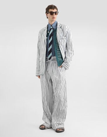 Dolce & Gabbana Crinkled striped poplin vanity trousers Multicolor GP1N9TFRMD9