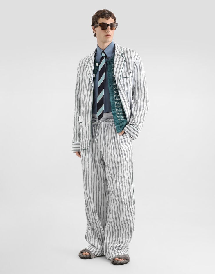 Dolce & Gabbana Crinkled striped poplin vanity trousers Multicolor GP1N9TFRMD9