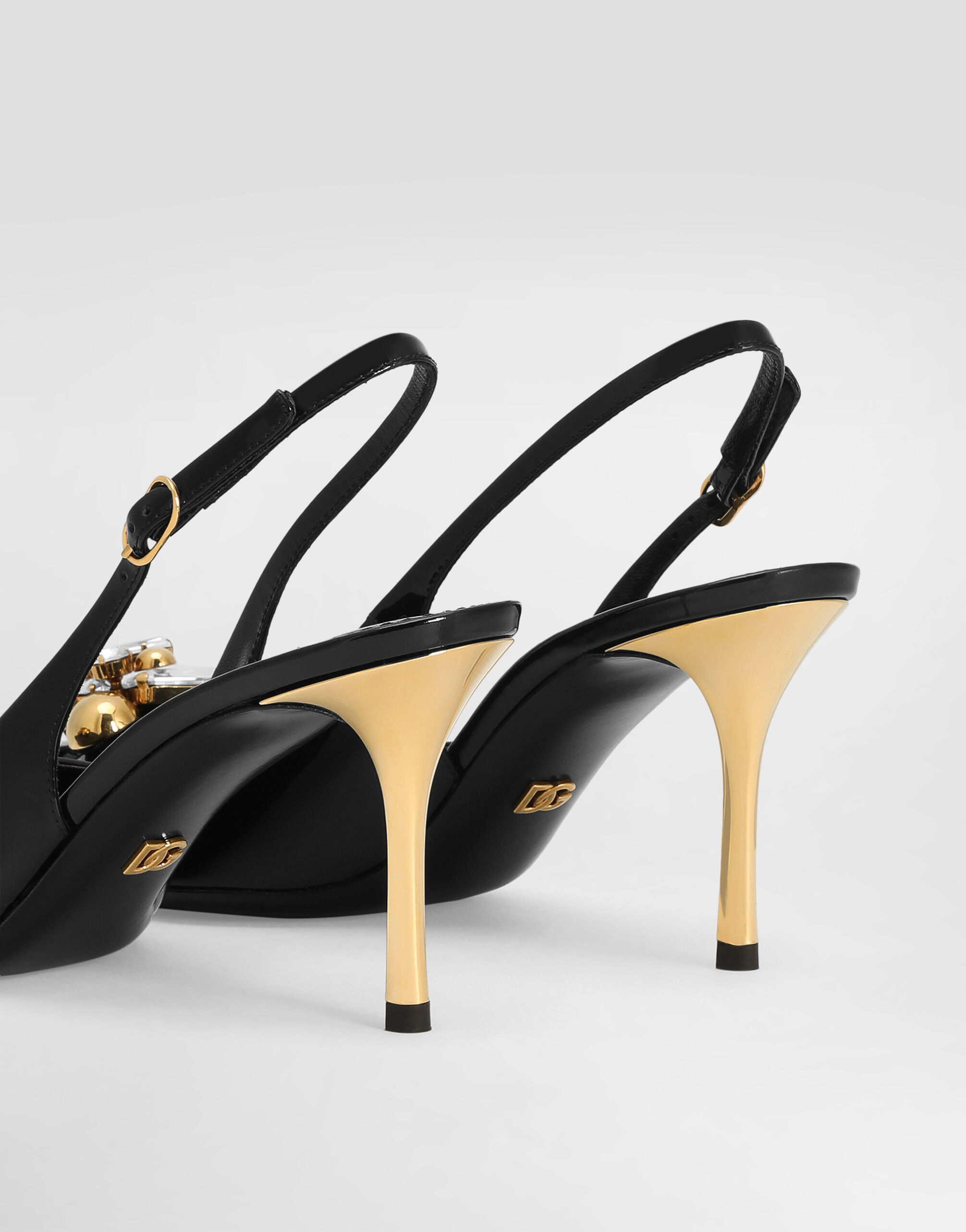 Patent leather slingback with embellishment in Multicolor for