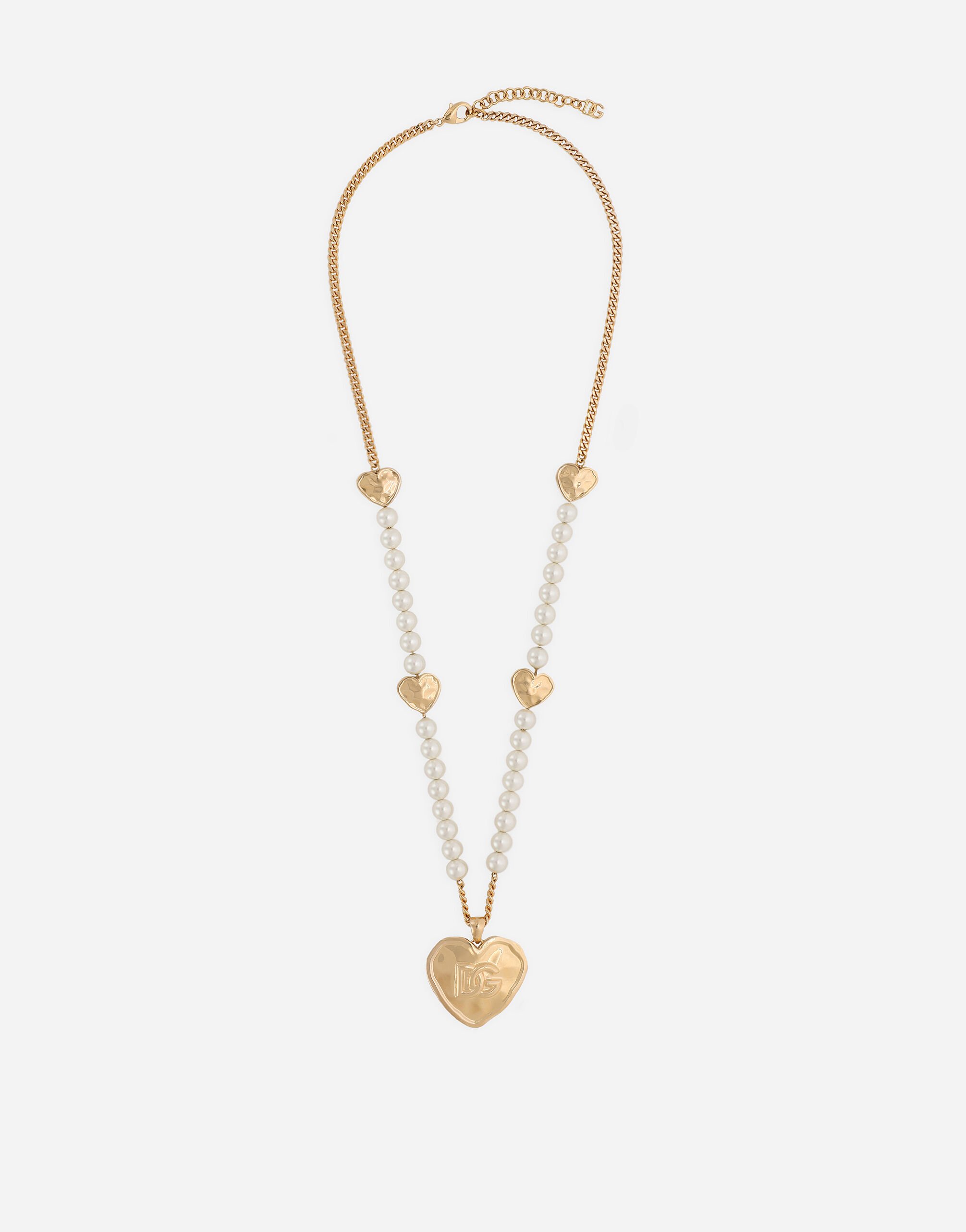 Necklace with DG logo and heart pendant in Gold for Women | Dolce&Gabbana®  US