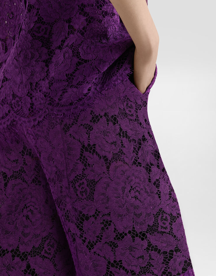 Dolce & Gabbana Pantalon en dentelle cordonnet Purple FTCPTTHLM7L